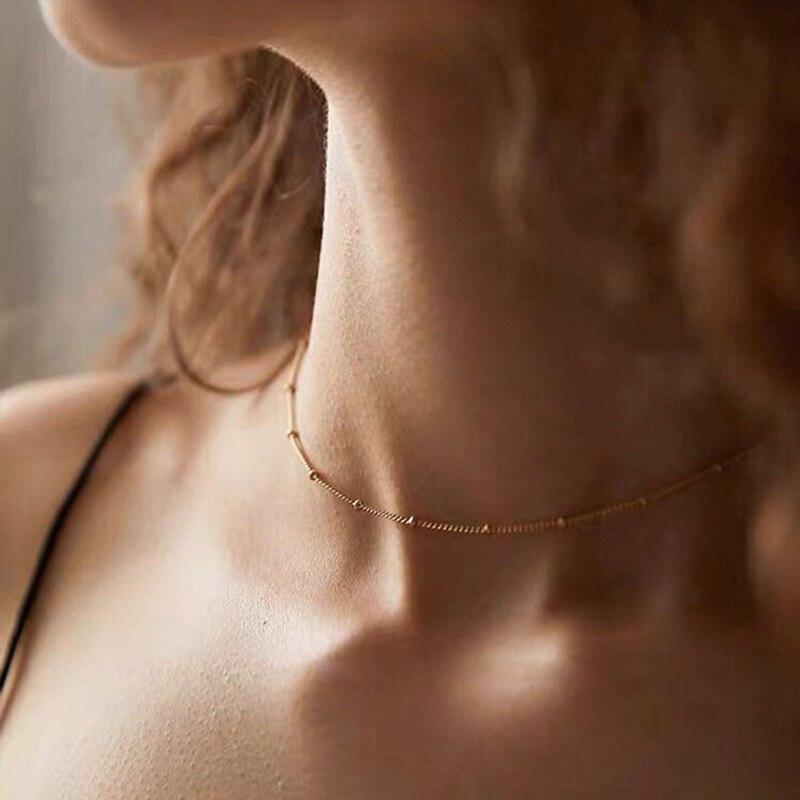 Luna D’Oro – Delicate Gold Bead Chain Necklace