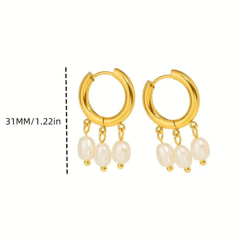 Celeste Pearl Drops – Gold Hoop Earrings with Freshwater Pearls