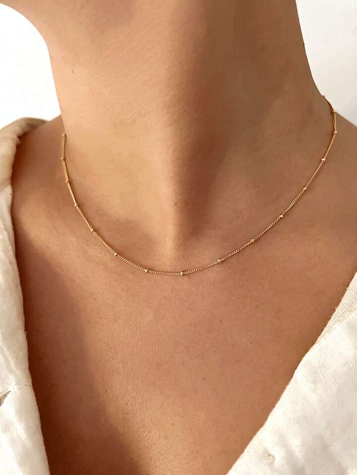 Luna D’Oro – Delicate Gold Bead Chain Necklace