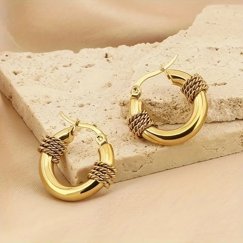 Aurelia Twist – Gold Rope Detail Hoop Earrings