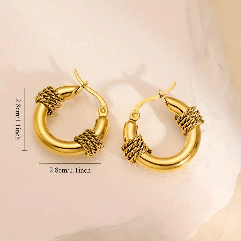 Aurelia Twist – Gold Rope Detail Hoop Earrings
