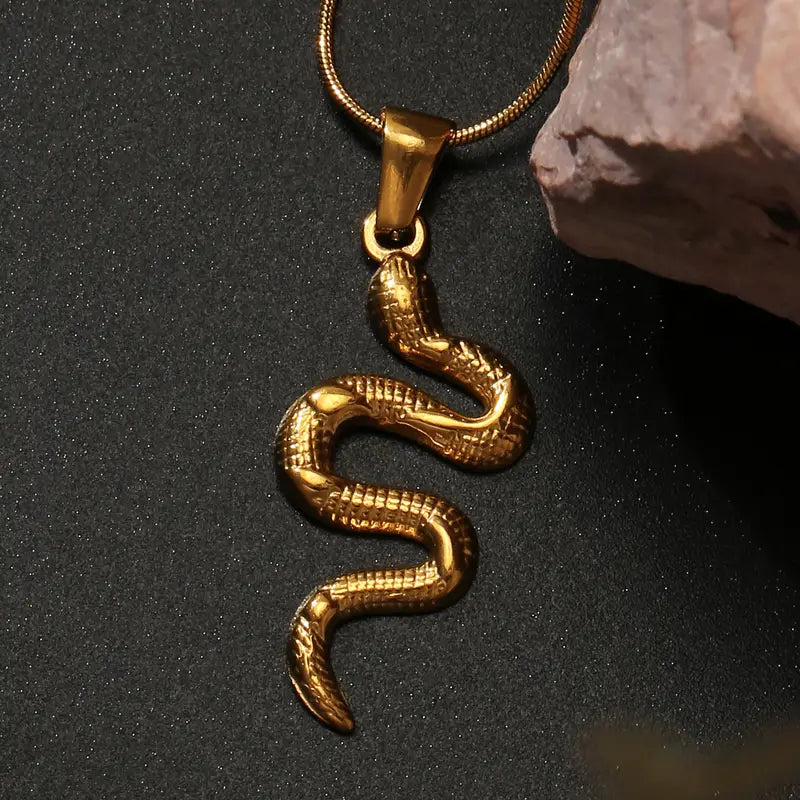 Serpentine Grace – Gold Snake Pendant Necklace