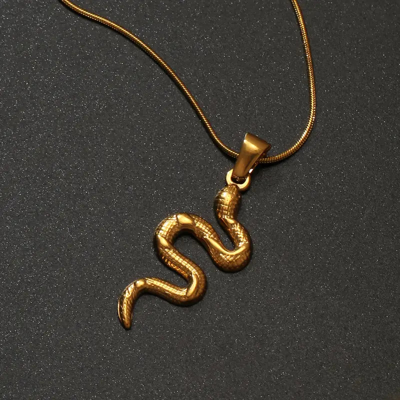 Serpentine Grace – Gold Snake Pendant Necklace