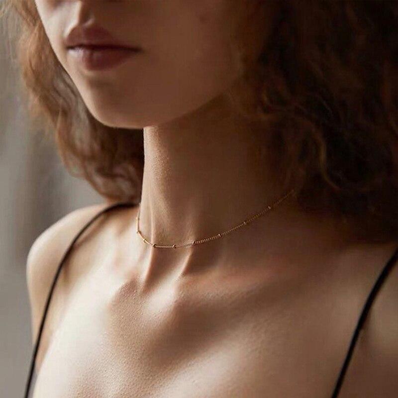 Luna D’Oro – Delicate Gold Bead Chain Necklace