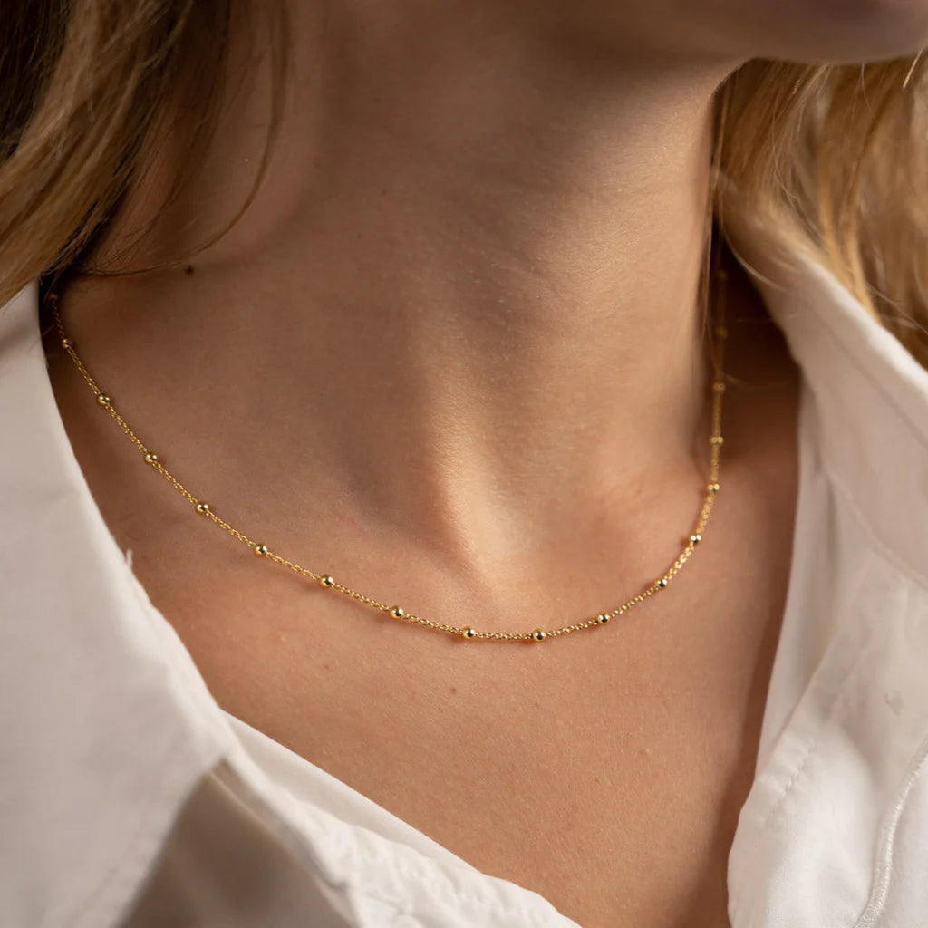 Luna D’Oro – Delicate Gold Bead Chain Necklace