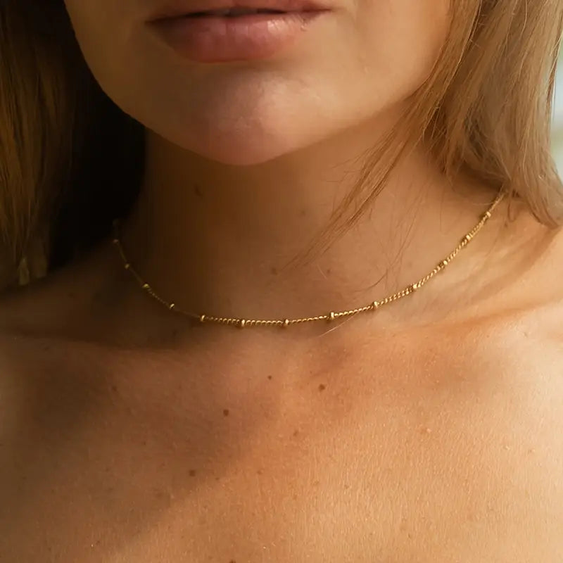 Luna D’Oro – Delicate Gold Bead Chain Necklace