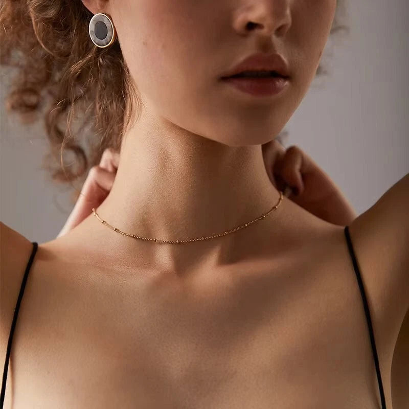 Luna D’Oro – Delicate Gold Bead Chain Necklace