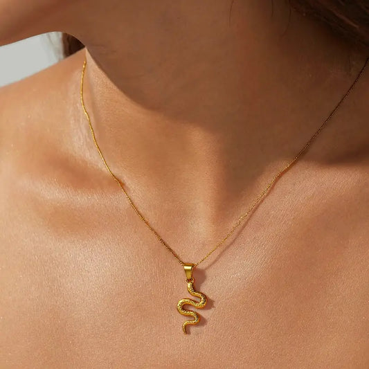 Serpentine Grace – Gold Snake Pendant Necklace