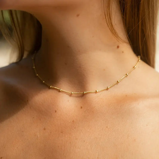 Luna D’Oro – Delicate Gold Bead Chain Necklace